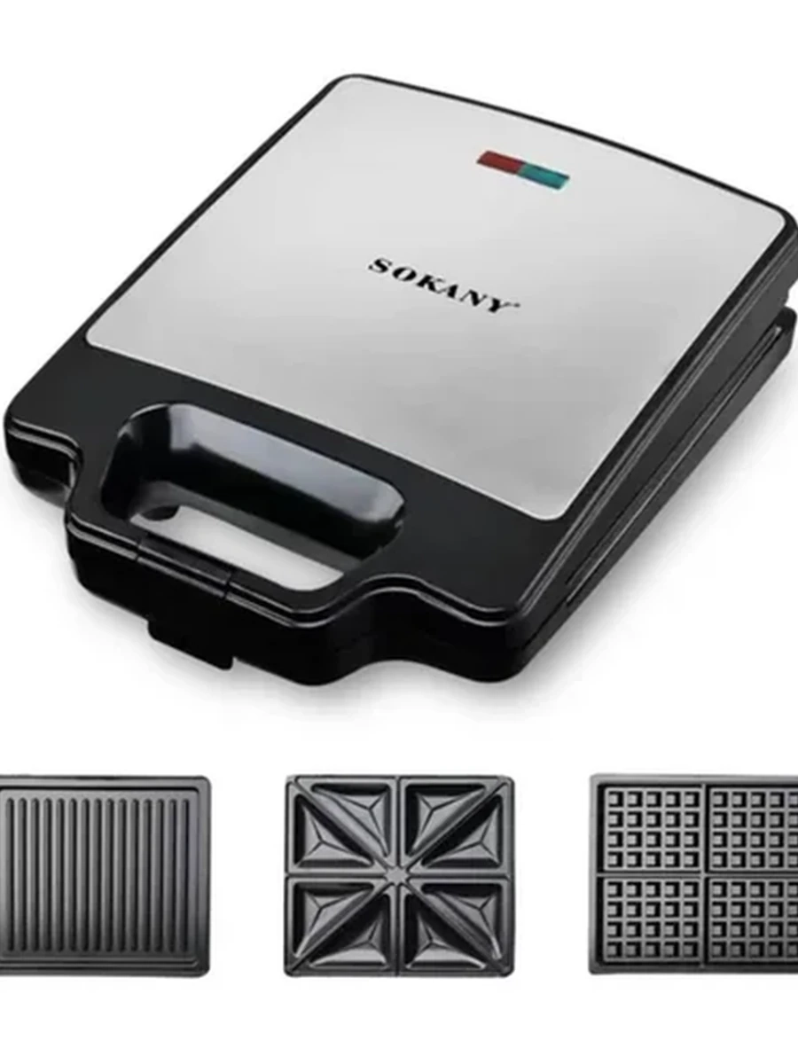 Мультипекарь Sokany SK-BBQ-852, с антипригарным покрытием, 1400 Вт, 3 пластины