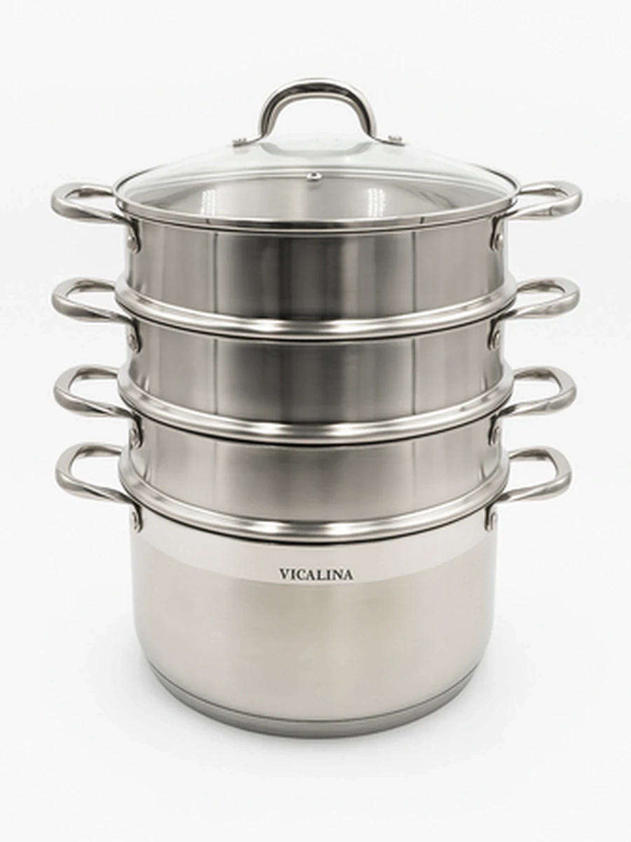 Мантоварка (пароварка) со стеклянной крышкой, Vicalina VL-28cm 9 л