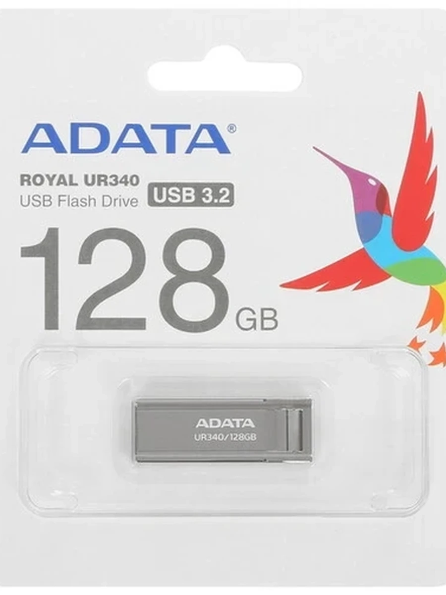 Память USB Flash A-Data UR340 [Type-A, 3.0, 128 Gb, металл, черный]