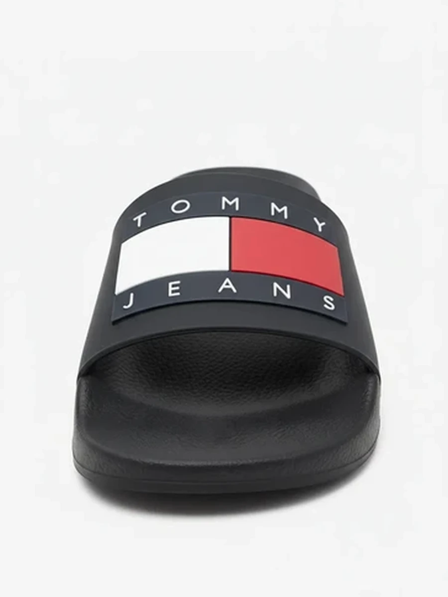 Шлепанцы Tommy Jeans черные с логотипом летние пляжные для бассейна