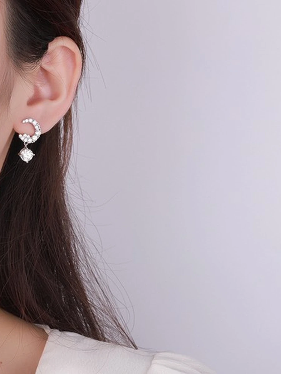 Женские серьги Lune D'Orсеребро 925 пробы с камнями MOISSANITE 2.0ct