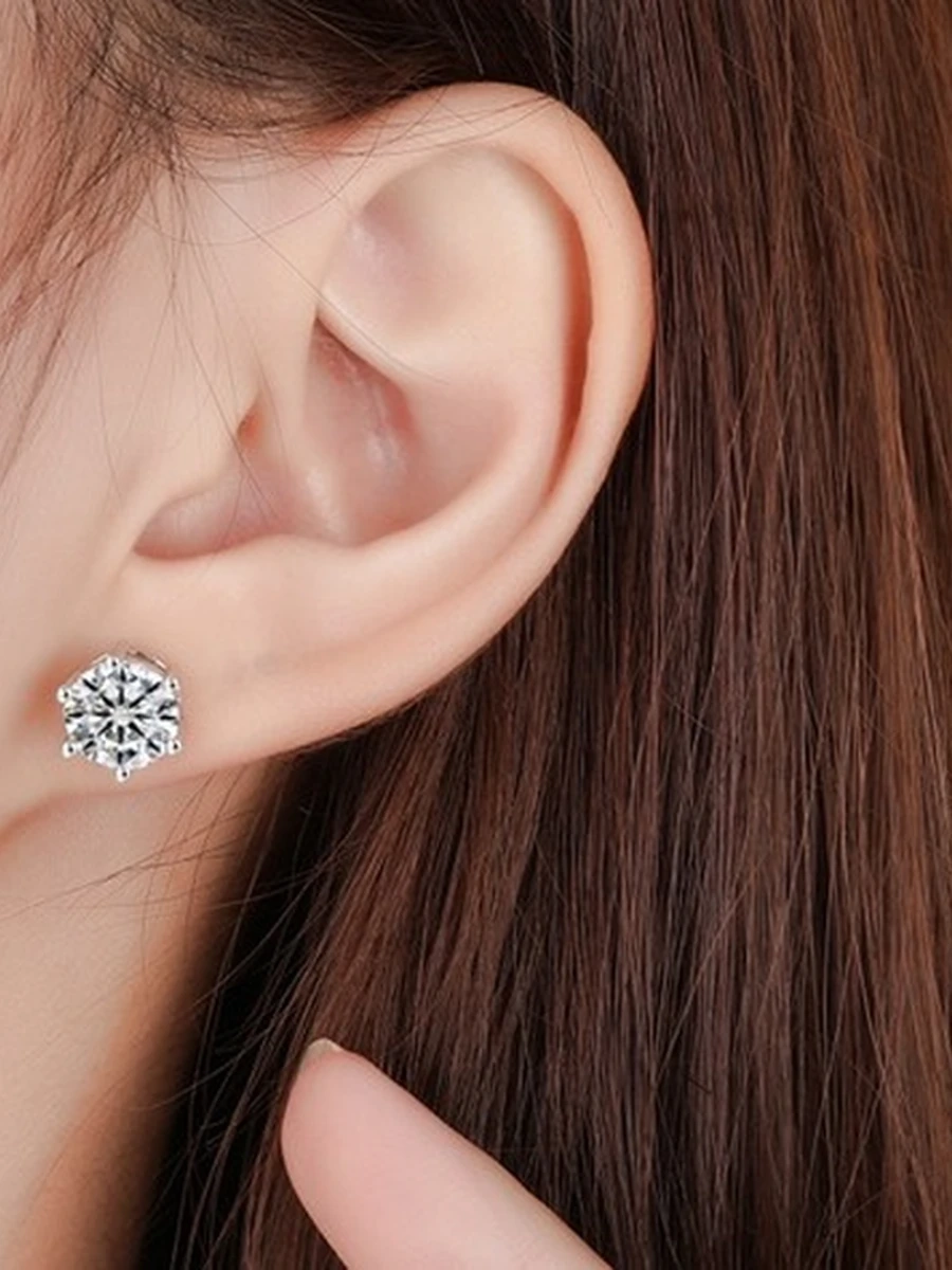 Женские серьги Loreva серебро 925 пробы с камнями MOISSANITE 2.0ct