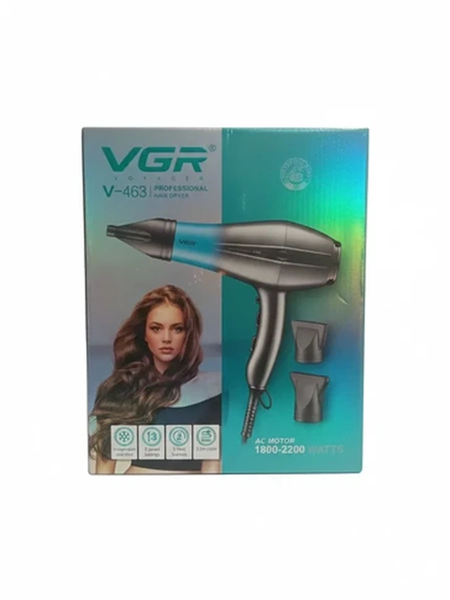 Профессиональный фен VGR V-463 для сушки и укладки волос с насадками