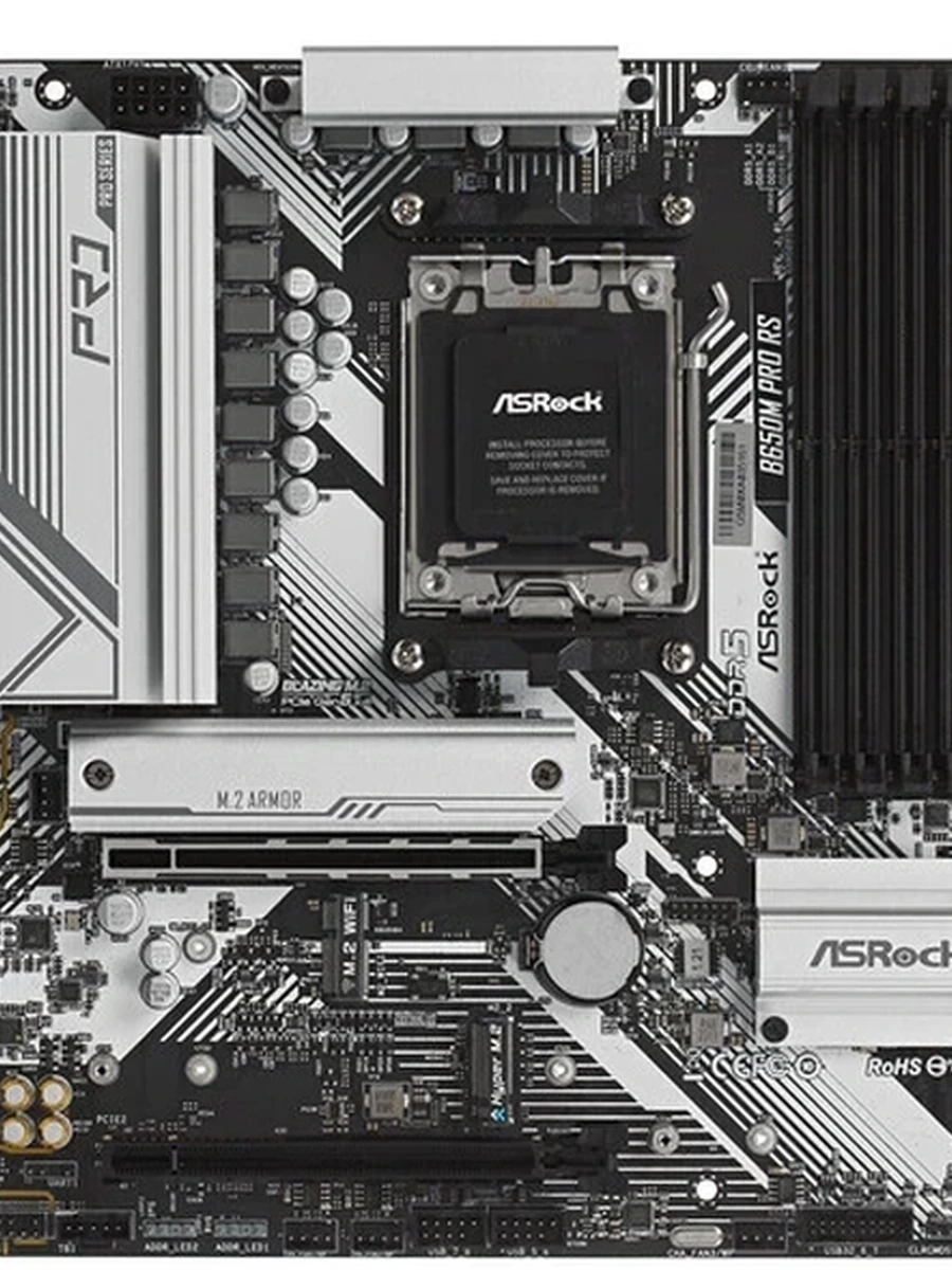 Плата ASRock AM5 B650 B650M PRO RS 4xDDR5 2xPCI-Ex16 DP/HDMI SATA3 3xM2 USB3.2 Gen2 Type-C mATX