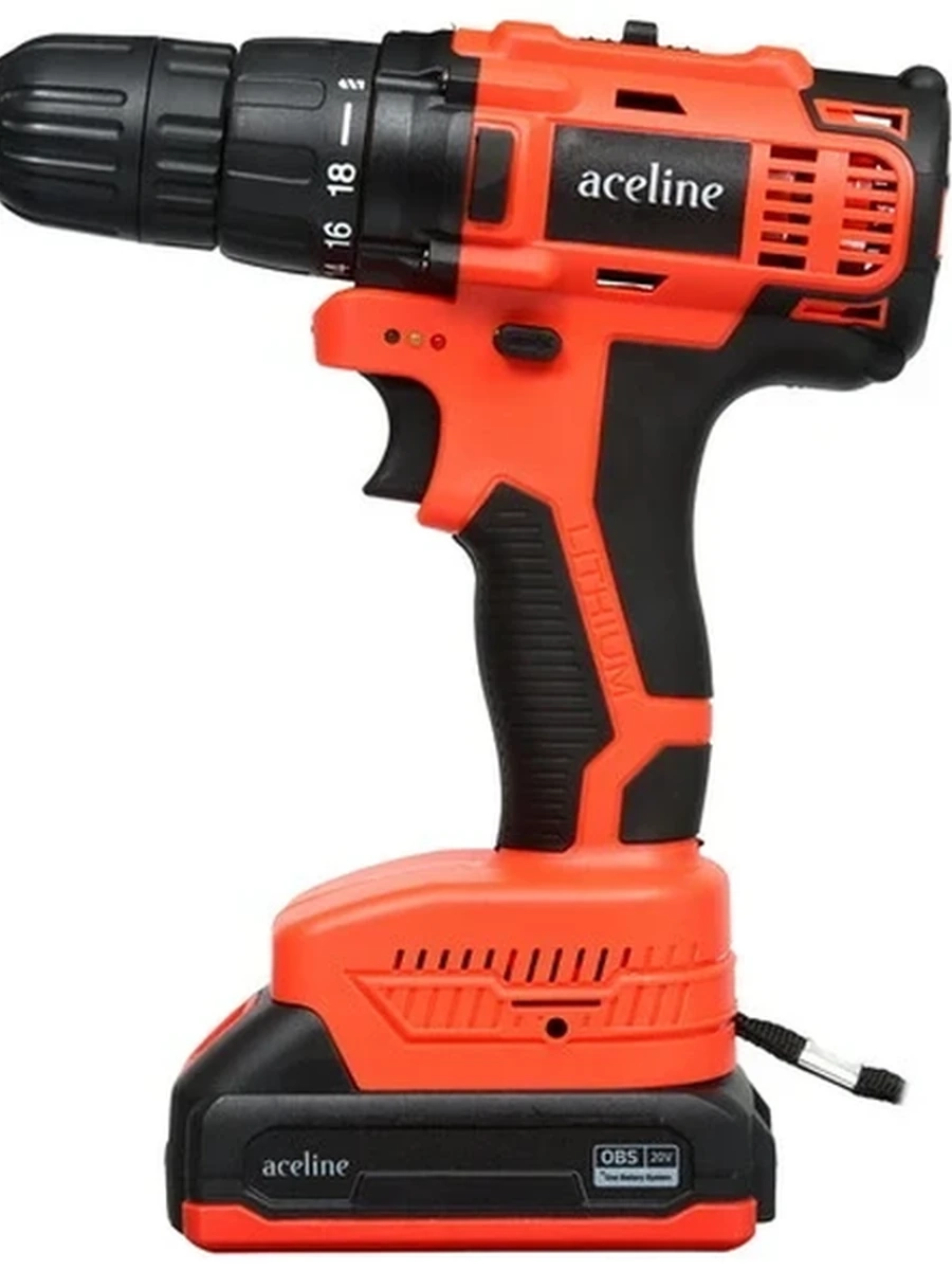 Шуруповерт Aceline OBS ASB225-35 [безударный, щеточный, 1600 об/мин, 45 Н*м, 20 В, 1.5 А*ч, 2хАКБ]