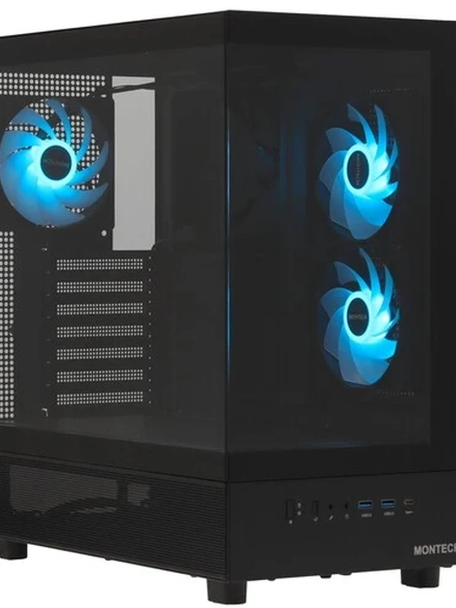 Корпус Montech XR (B), Midtower, Black, USB 3.0, USB Type-C, 3x120mm ARGB fan, без БП