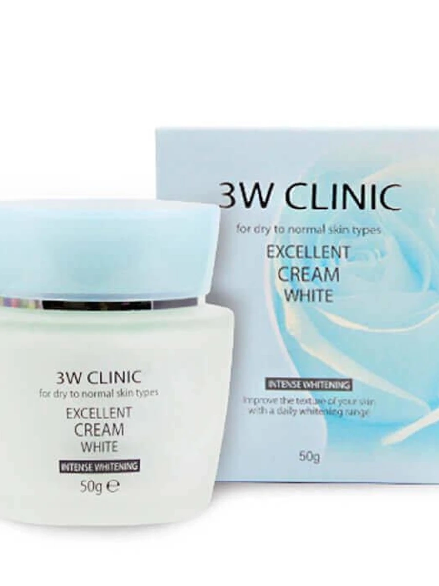 Крем для лица 3W CLINIC осветляющий с растительными экстрактами - Excellent White Cream, 50 мл