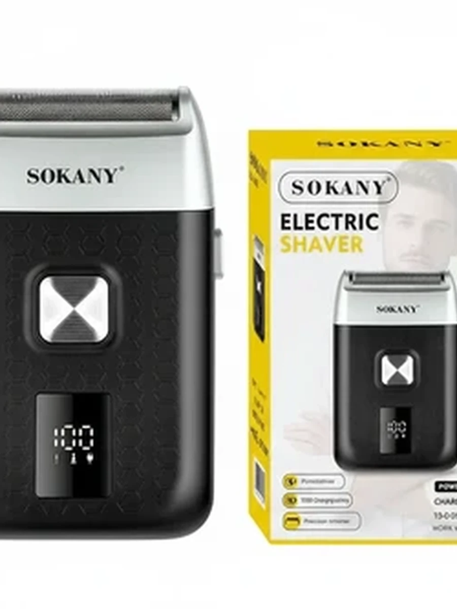 Электробритва мужская SOKANY SK-16080 аккумуляторная с триммером и LED-дисплеем