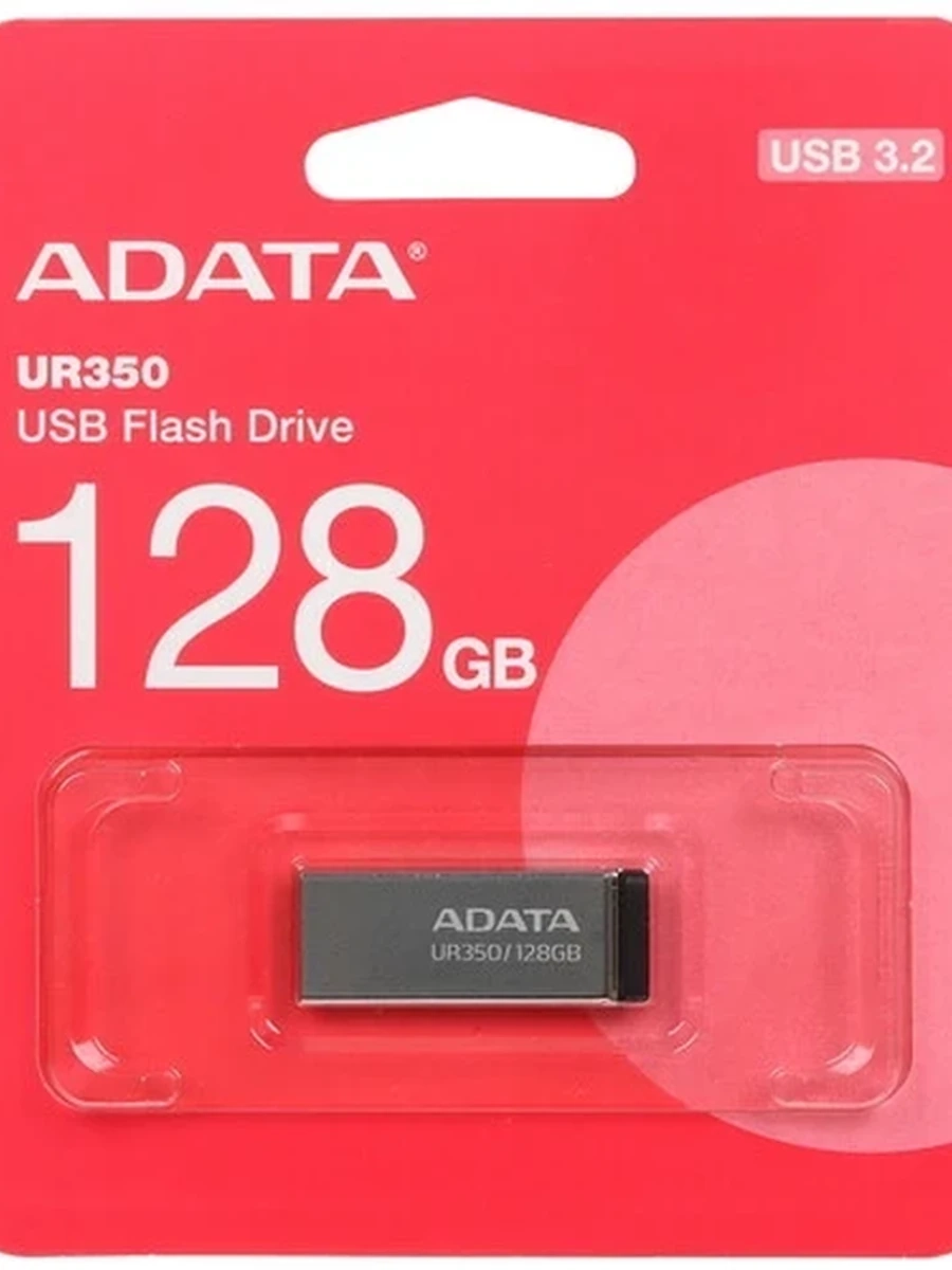 Память USB Flash Adata UR350 [Type-A, 3.2 Gen 1, 128 Gb, металл, черный]