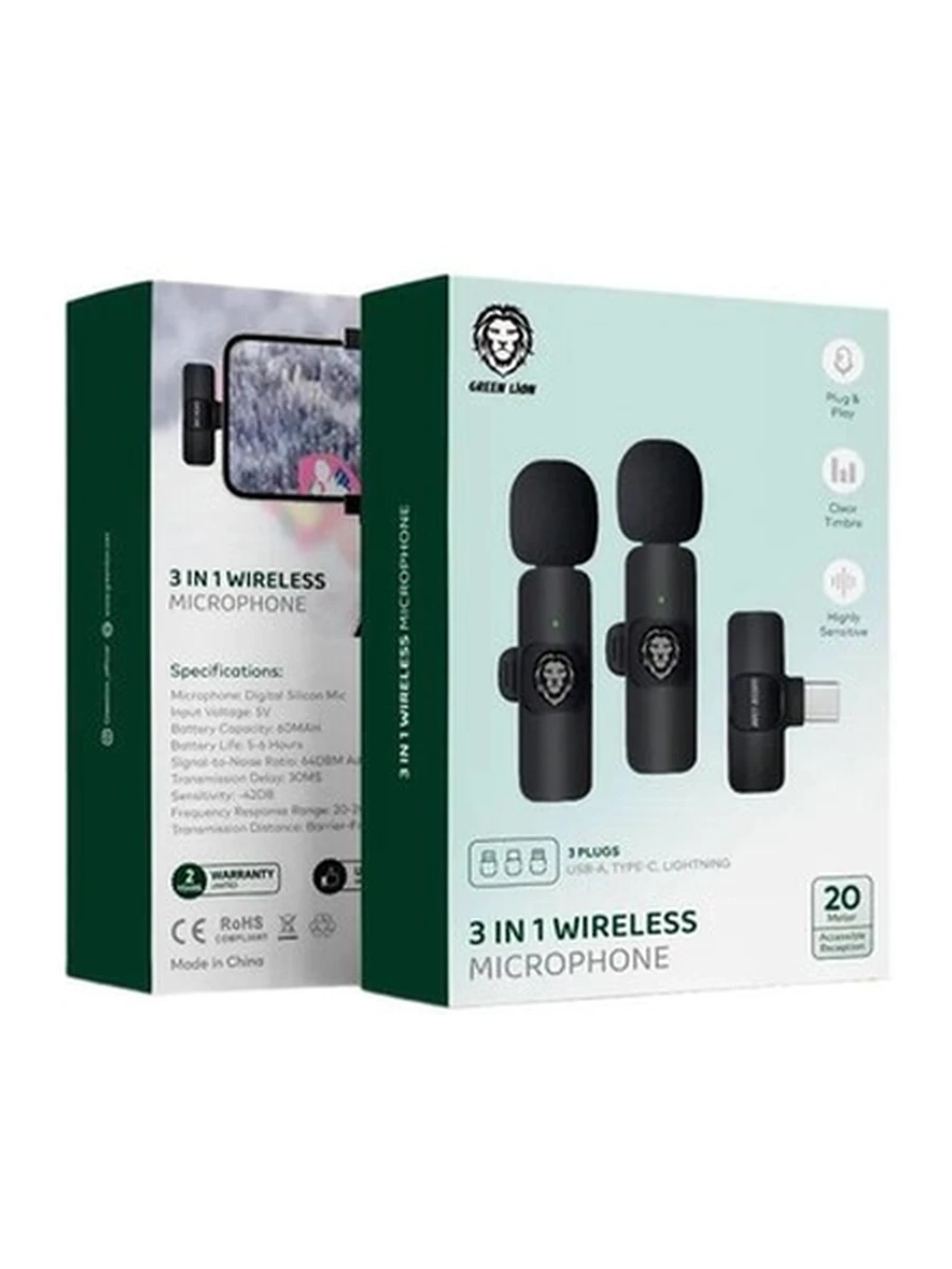 Петличный микрофон 3in1 Wireless Microphone