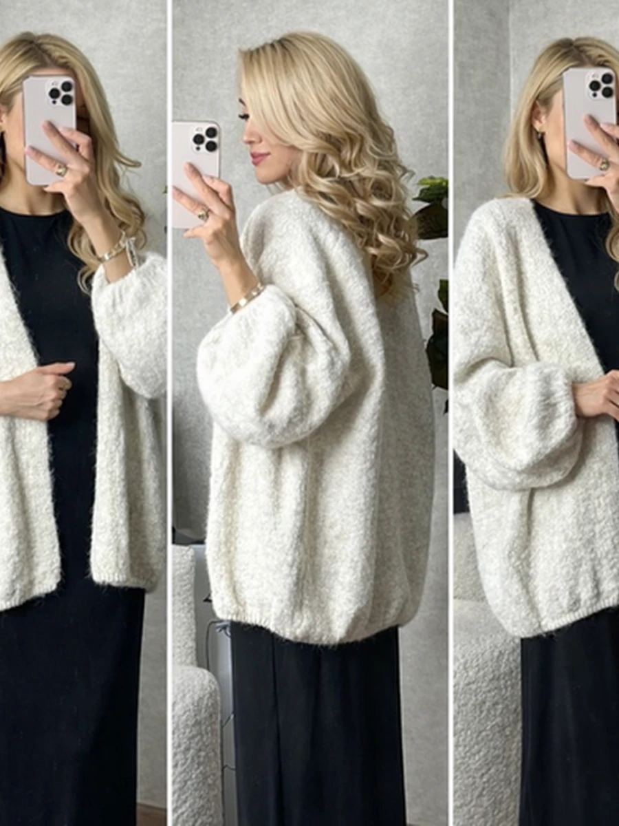 Кардиган женский свободного кроя с объёмными рукавами