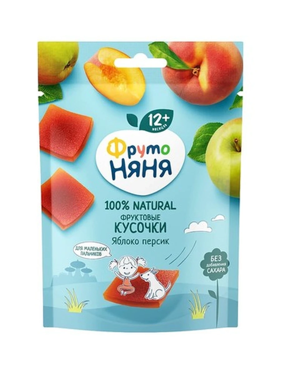 Фруто няня Фруктовые кусочки Яблоко персик 53 гр