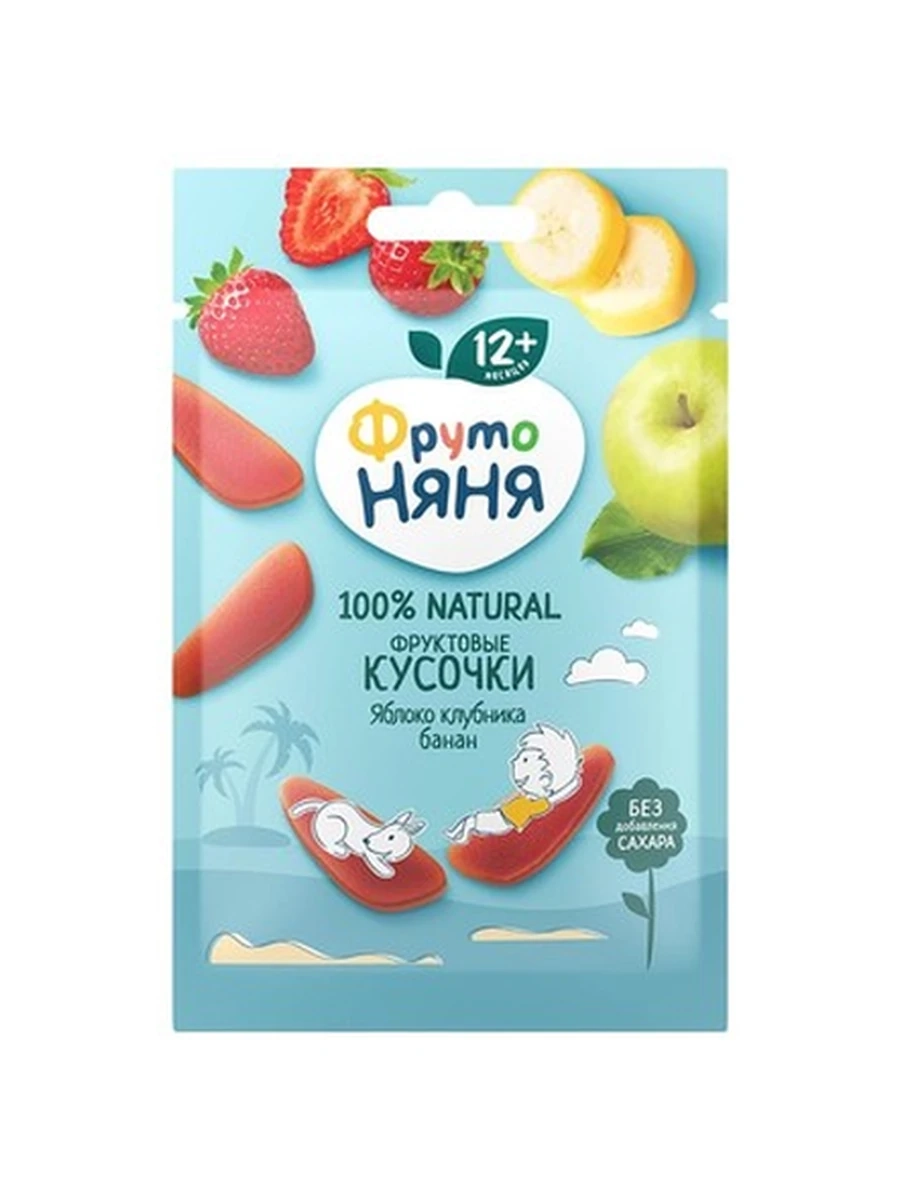 Фруто няня Фруктовые кусочки Яблоко банан клубника 15 гр