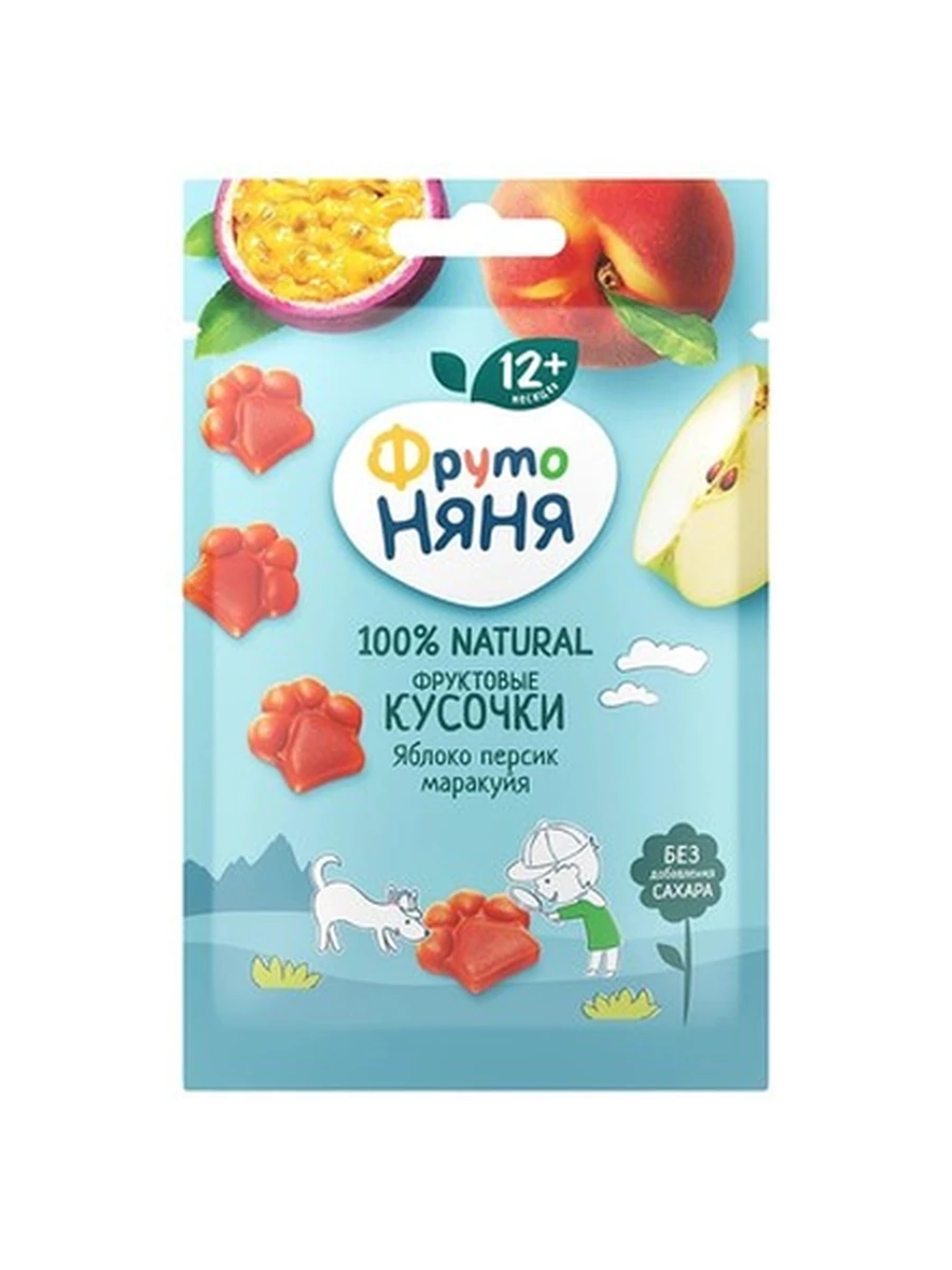 Фруто няня Фруктовые кусочки Яблоко персик маракуйя 15 гр