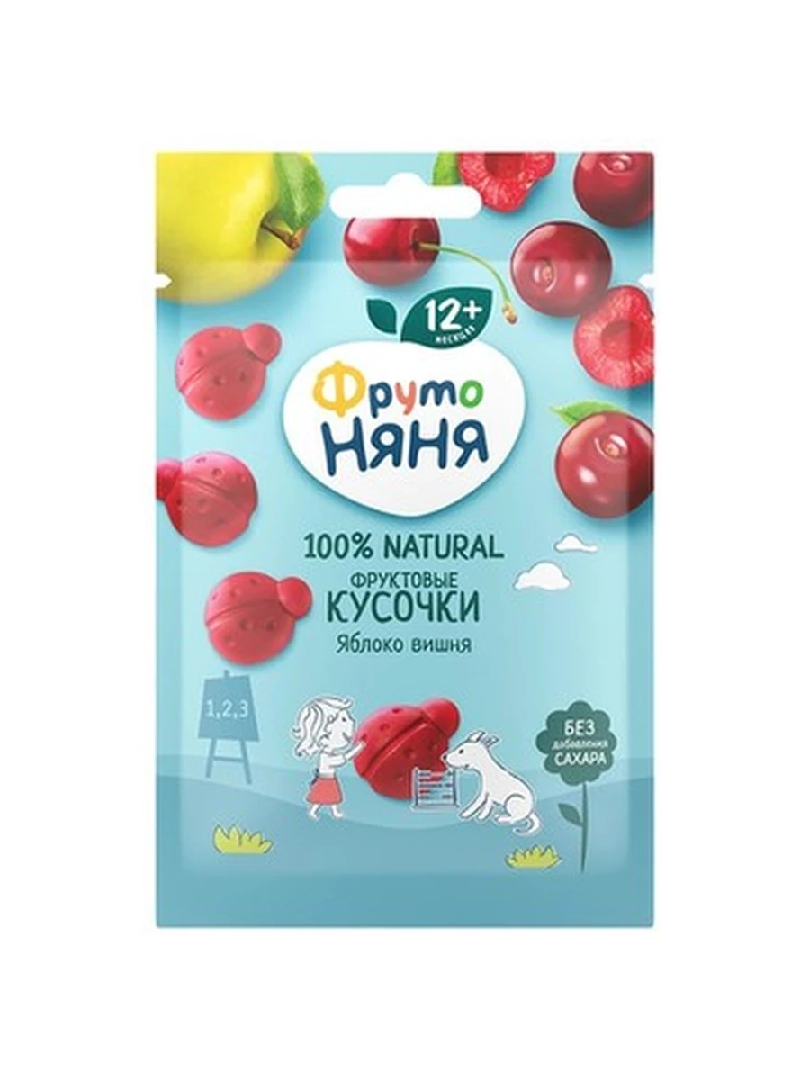 Фруто няня Фруктовые кусочки Яблоко вишня 15 гр
