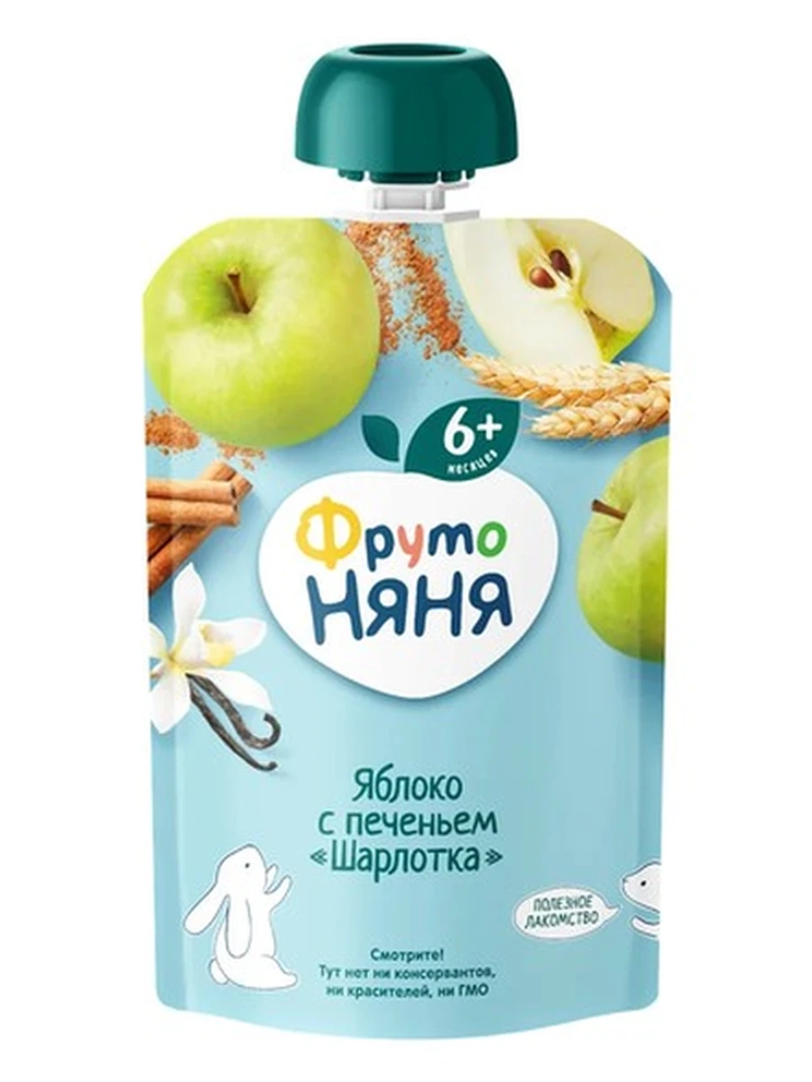 Фруто няня Яблоко с печеньем  Шарлотка 90 гр