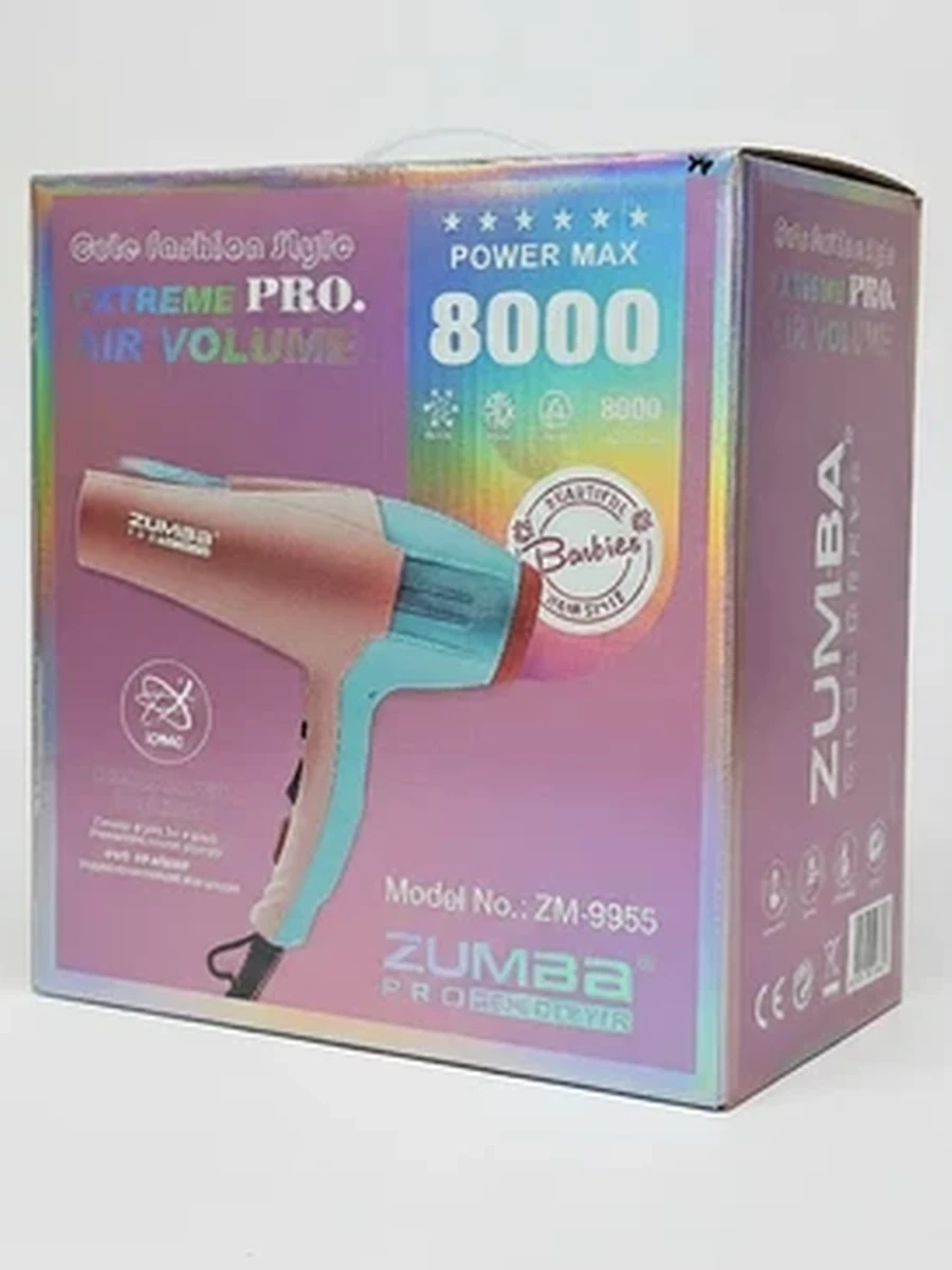 Профессиональный фен для волос ZUMBA ZM-9955 с функцией ионизации 8000W