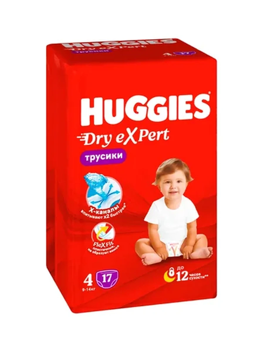 ТРУСИКИ-ПОДГУЗНИКИ ДЕТСК HUGGIES DRY EXPERT №4 9-14КГ 17ШТ