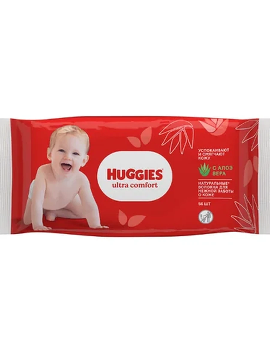 САЛФЕТКИ ВЛАЖНЫЕ HUGGIES ULTRA COMFORT АЛОЭ ДЕТСКИЕ 56ШТ