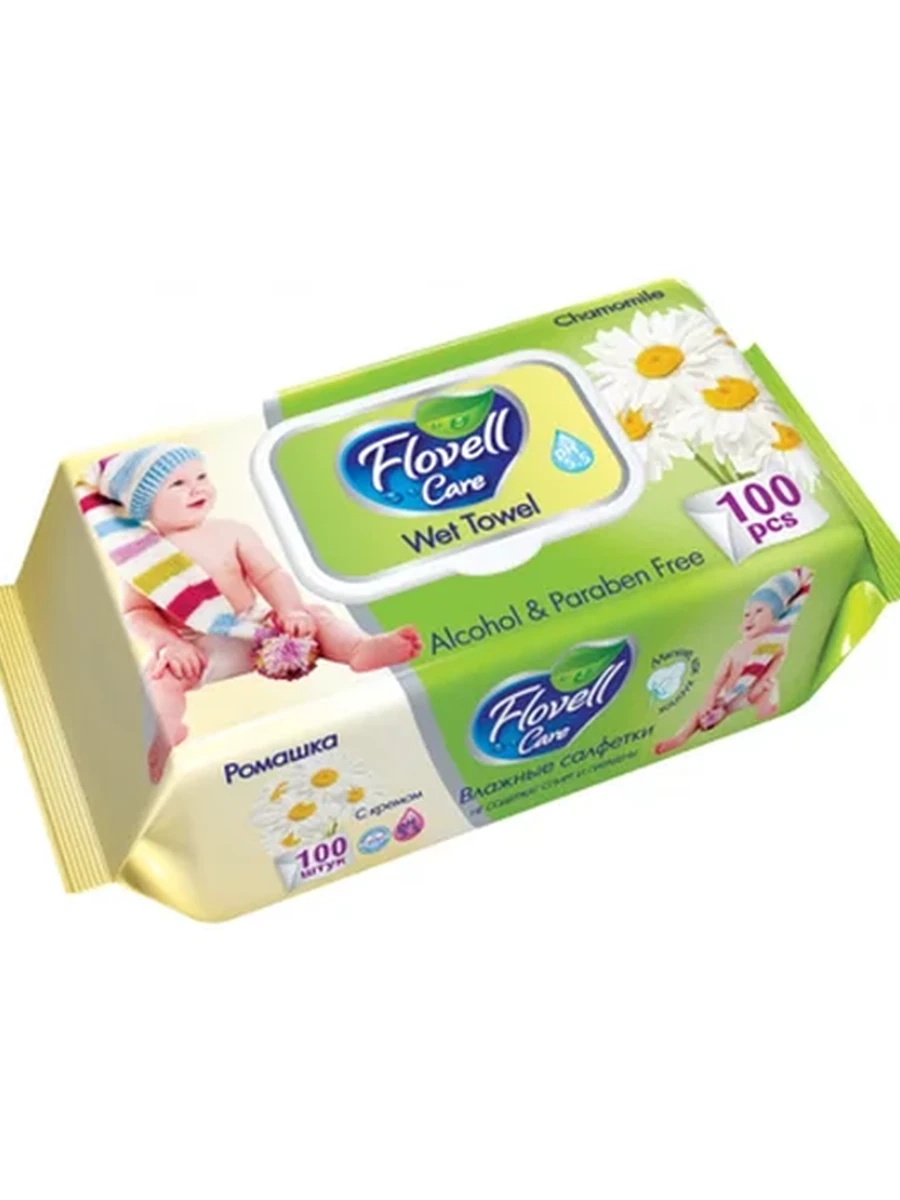 САЛФЕТКИ ВЛАЖНЫЕ FLOVELL КЛАССИК ДЕТСКИЕ С КРЫШКОЙ100ШТ