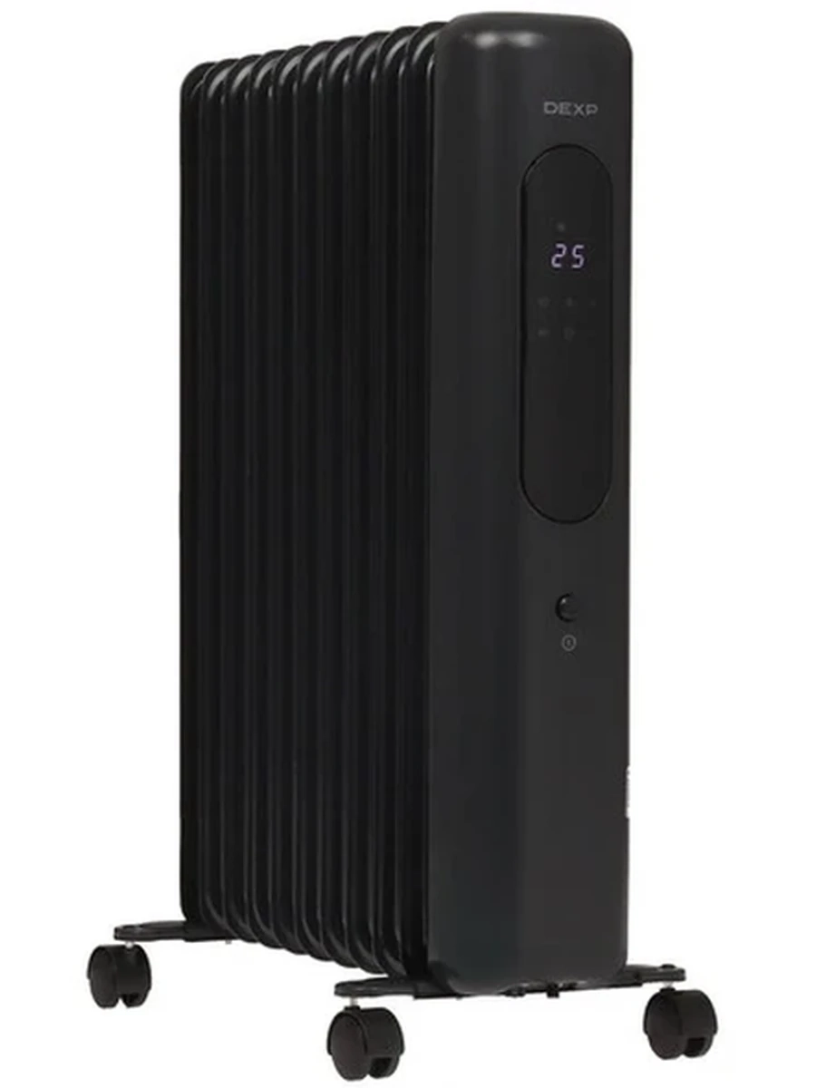 Маслонаполненный радиатор DEXP OH-2511EB черный [2500 Вт, 25 м², секций: 11, дисплей]