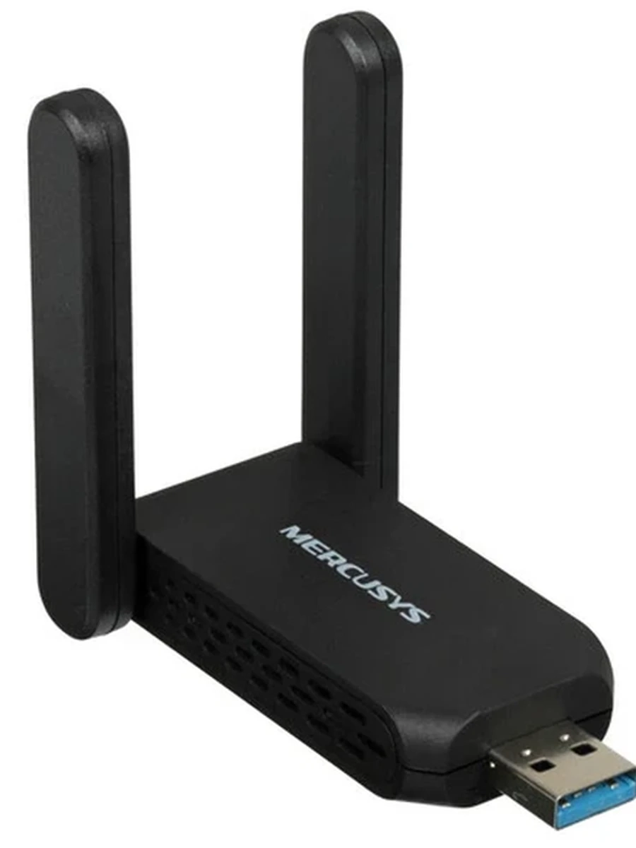 Wi-Fi адаптер Mercusys MA72XH [USB, 4 (802.11n), 5 (802.11ac), 6 (802.11ax), 1775 Мбит/с, 2.4 ГГц, 5 ГГц, антенна - внешняя, передатчик - 20 dBm]