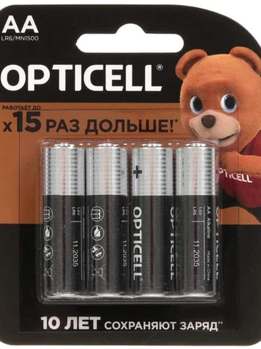 Батарейка Opticell [AA, Щелочная, 4шт] (новая фабрика)