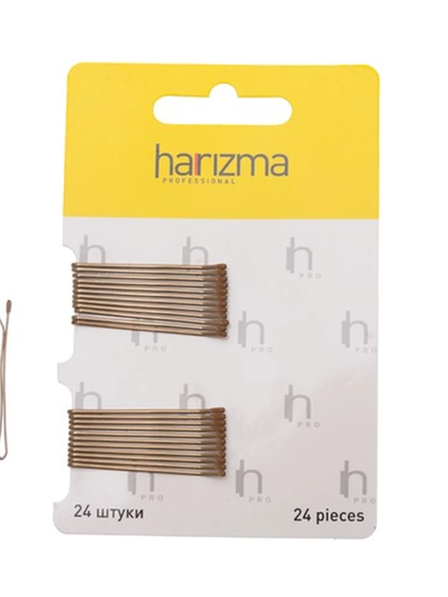 Harizma Невидимки 40мм прямые 24 шт коричневые