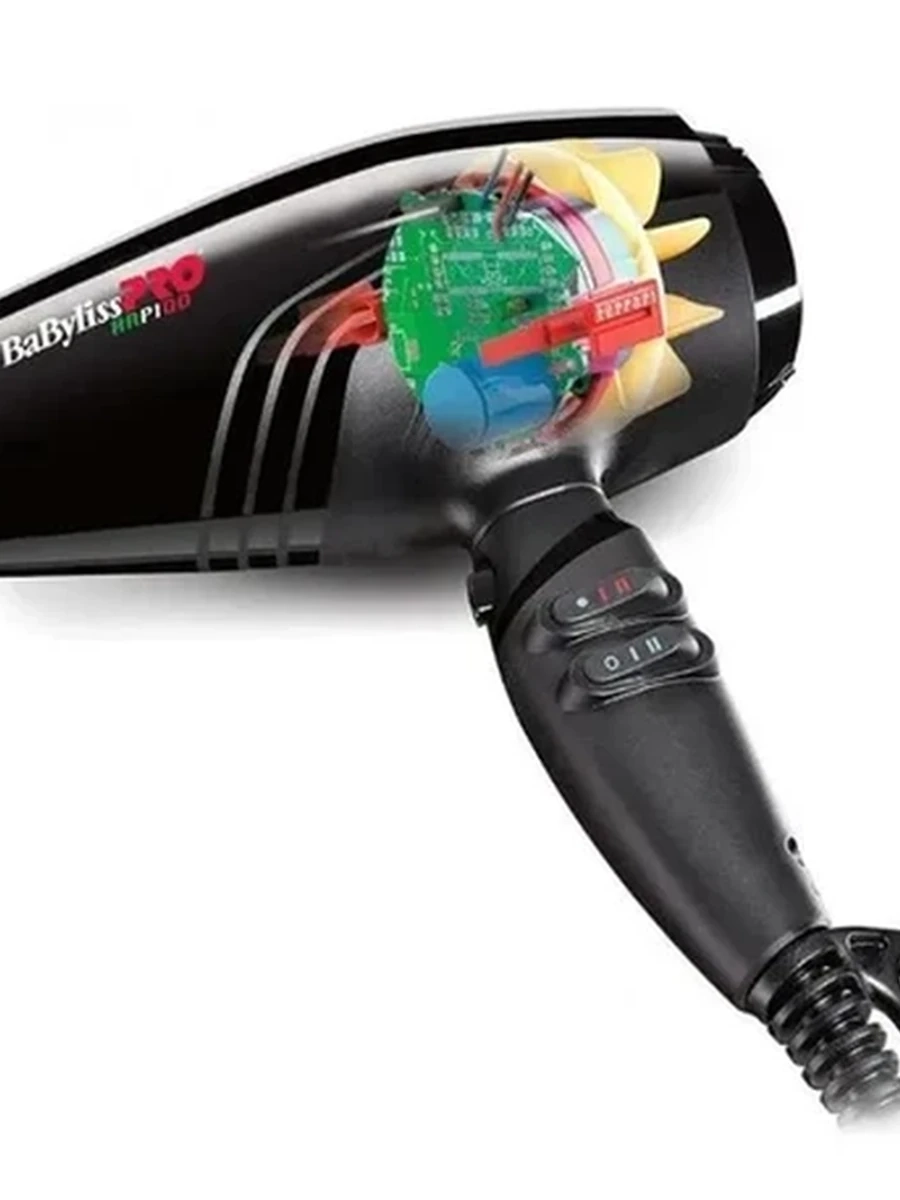 BaByliss  PRO Фен для волос Rapido 2200 Вт, скоростей 2, кол-во насадок 3, черный