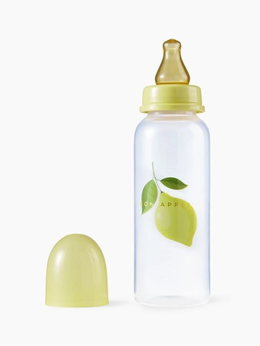 10018, Бутылочка для кормления с латексной соской 250 мл. (lemon)