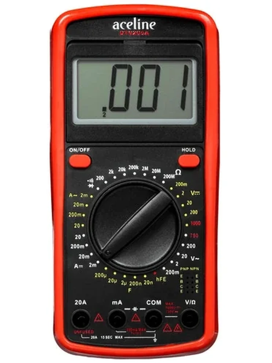 Мультиметр Aceline DT 9205A [до 1000 В, погрешность - 1%, проверка целостности цепи, проверка диодов]