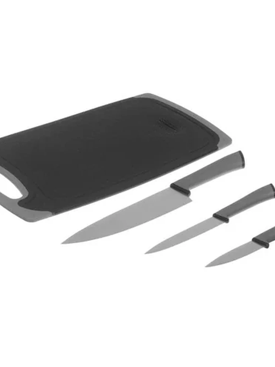 Набор кухонных ножей с доской Aceline A3SK4 [4 предмета:3 ножа, доска, ручки пластик PP и термопластичная резина TPR]