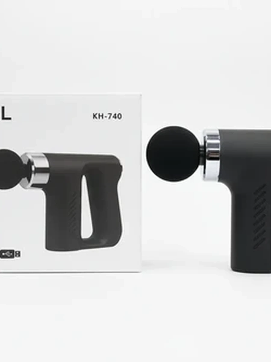 Перкуссионный массажер для тела Fascial Gun KH-740 с 4 насадками