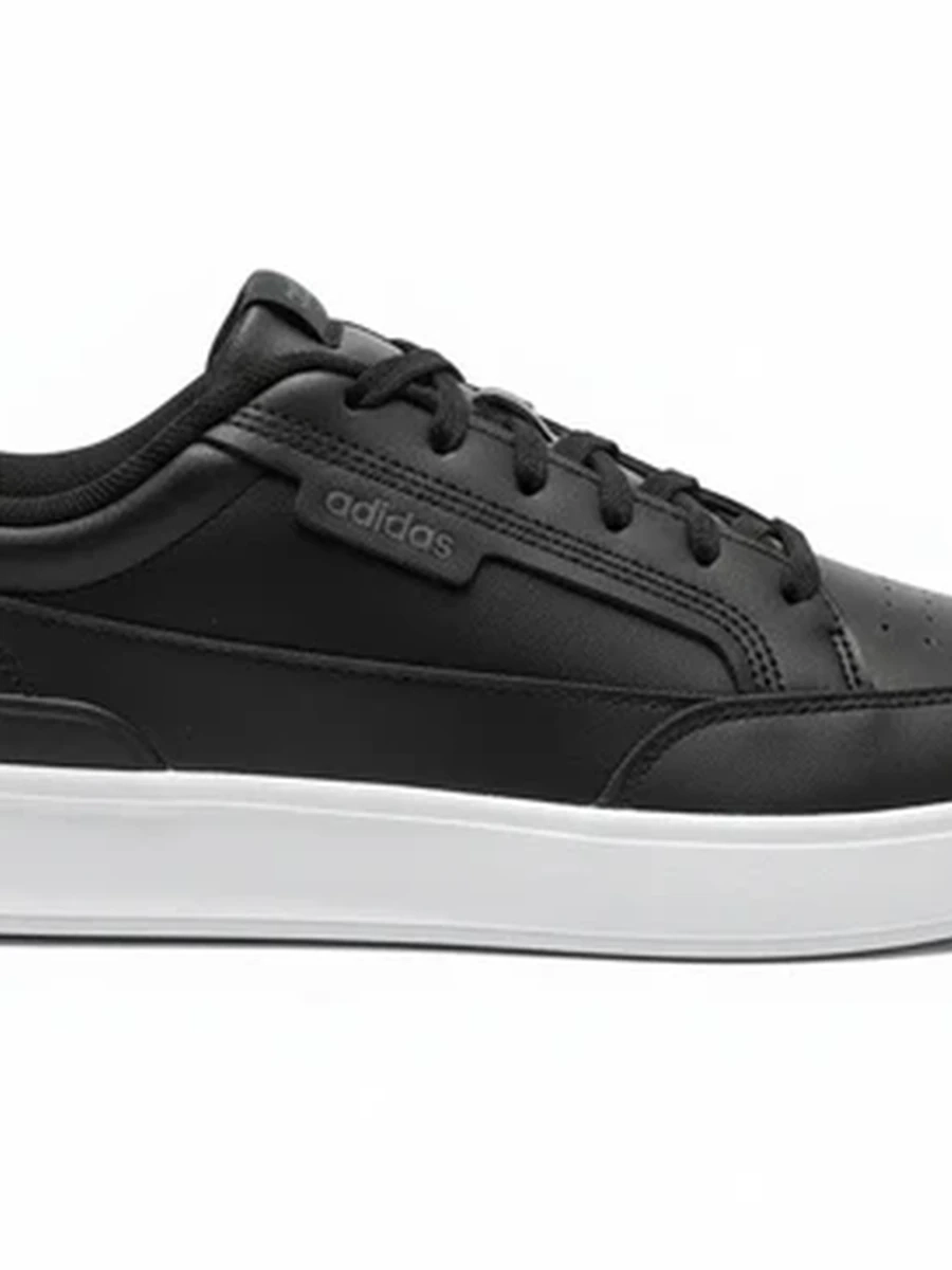 Кроссовки Adidas черные мужские повседневные из экокожи на белой подошве