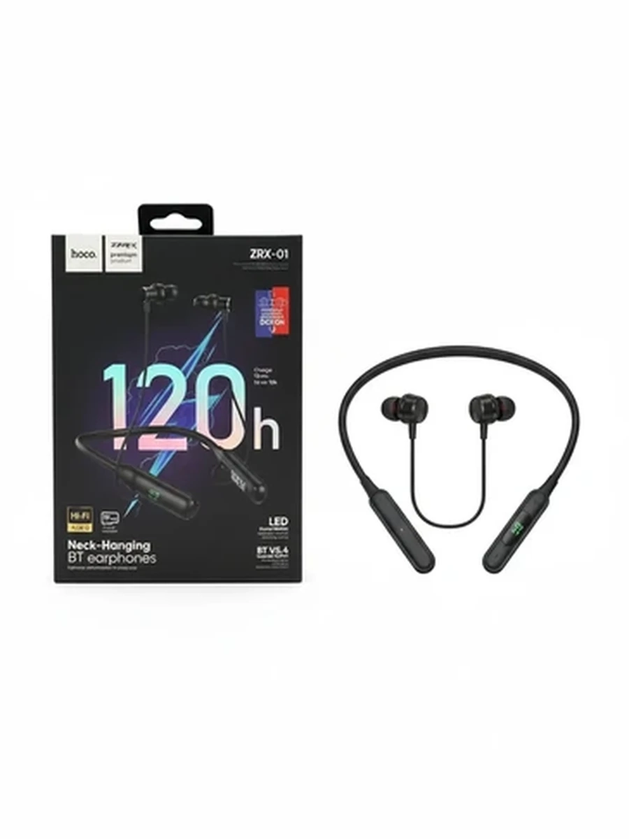 Беспроводные Bluetooth наушники Hoco ZRX-01 с шейным ободом и LED дисплеем