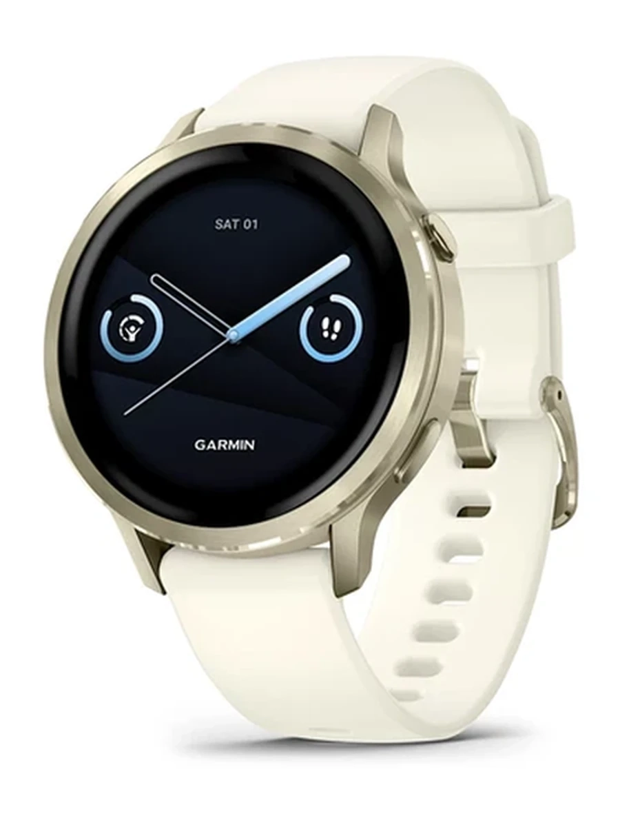 Garmin Venu 4 – 41 mm Lunar Gold with Bone Silicone Band
