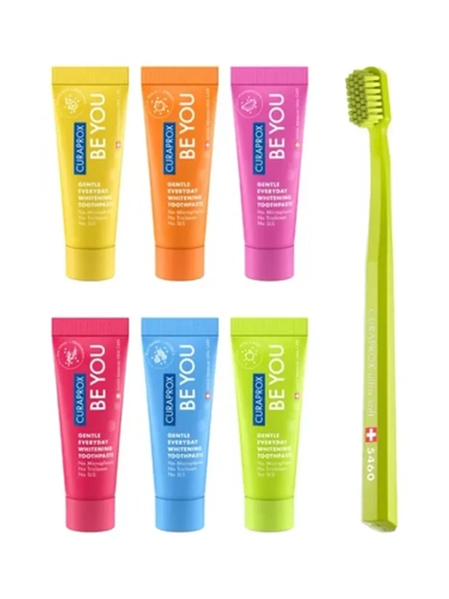 Набор зубных паст Be You по 10 мл и щетка Curaprox CS 5460 Ultra Soft