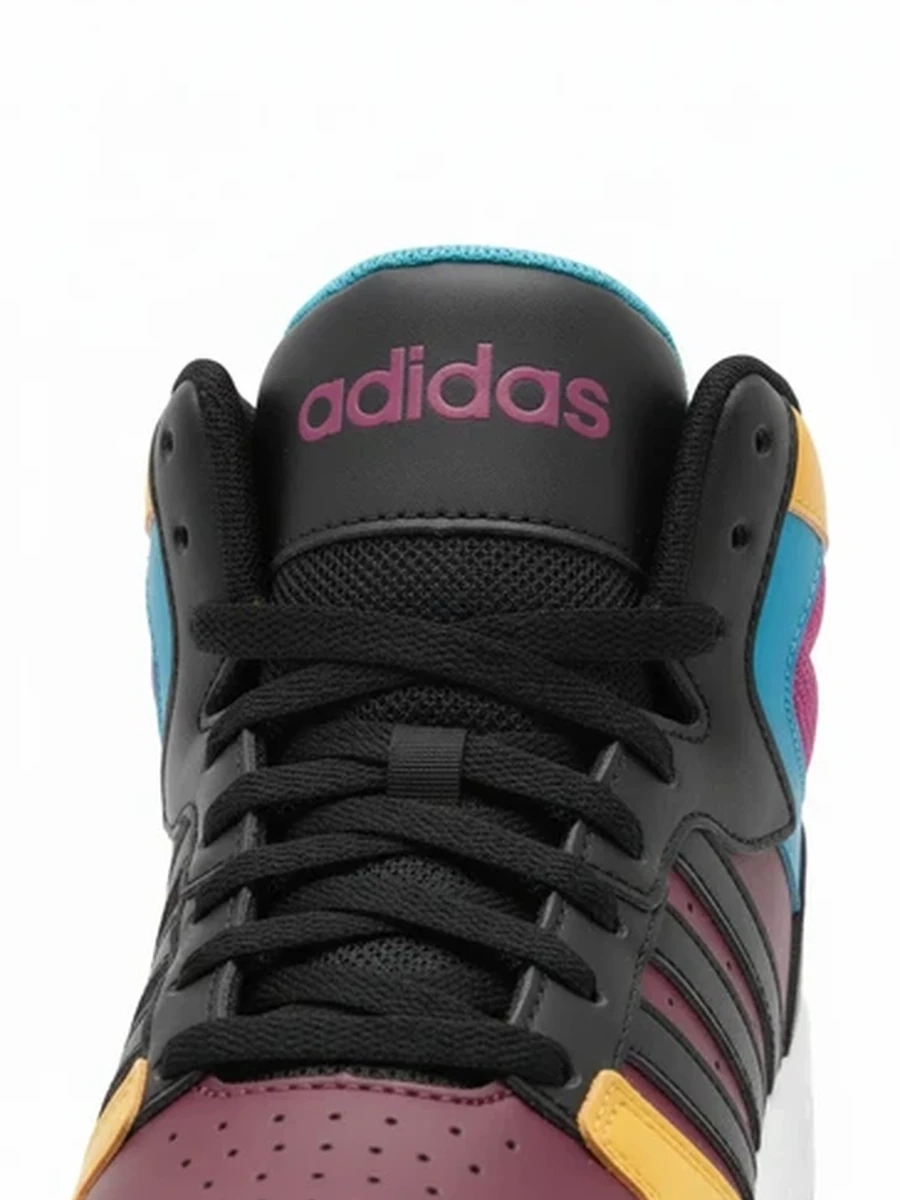 Высокие кроссовки Adidas черные с яркими цветными вставками унисекс