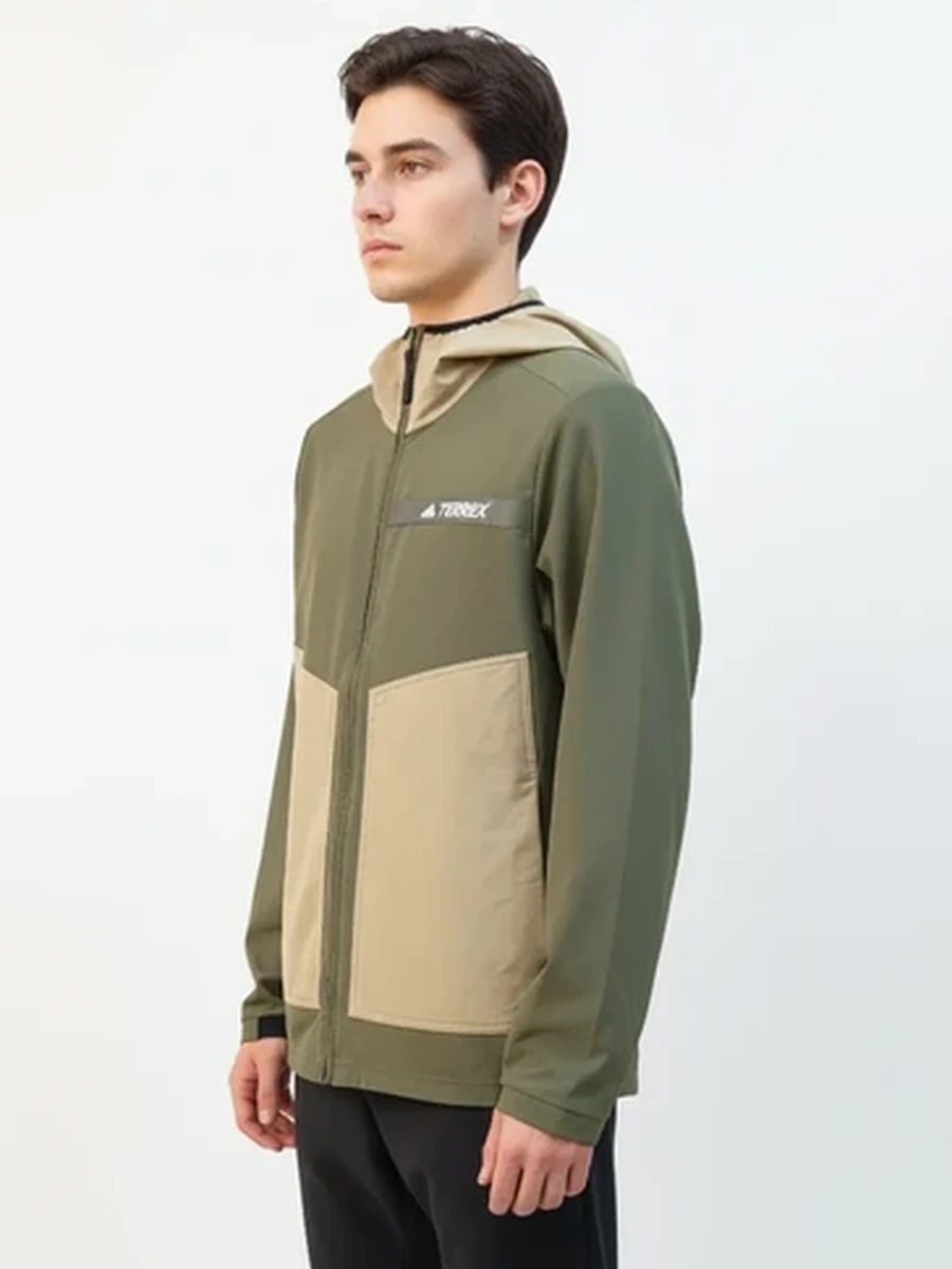 Мужская спортивная куртка-ветровка Adidas Terrex с капюшоном для активного отдыха
