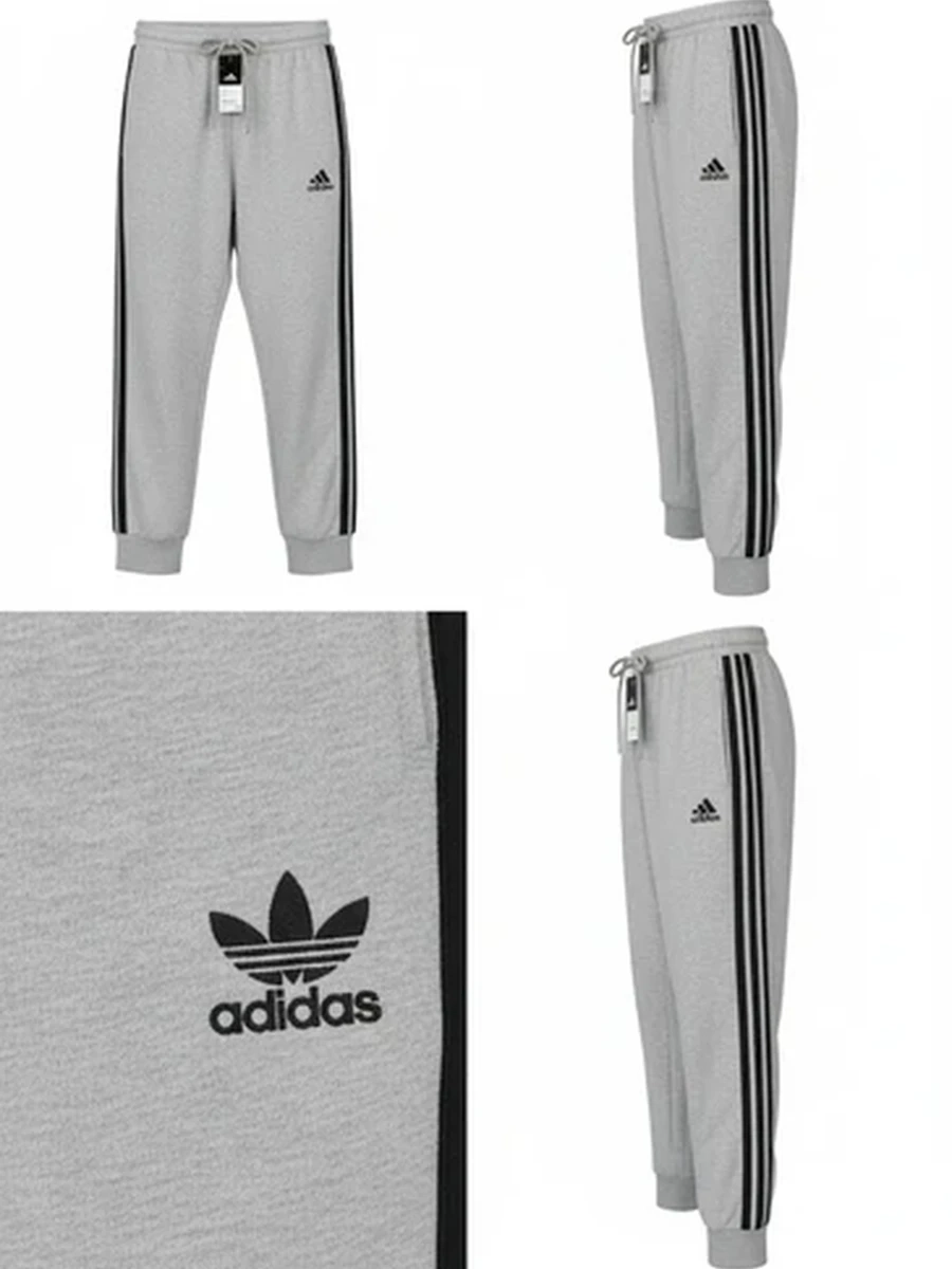 Мужские спортивные брюки Adidas серые с лампасами для тренировок и отдыха