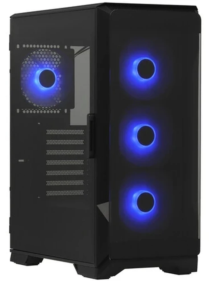 Корпус ARDOR GAMING Nocturne Duo, Midtower, Black, USB 3.0, Type-C, 0.6мм, TG, Mesh, 4*120мм ARGB fan+HUB, 2 Front panel, Без БП