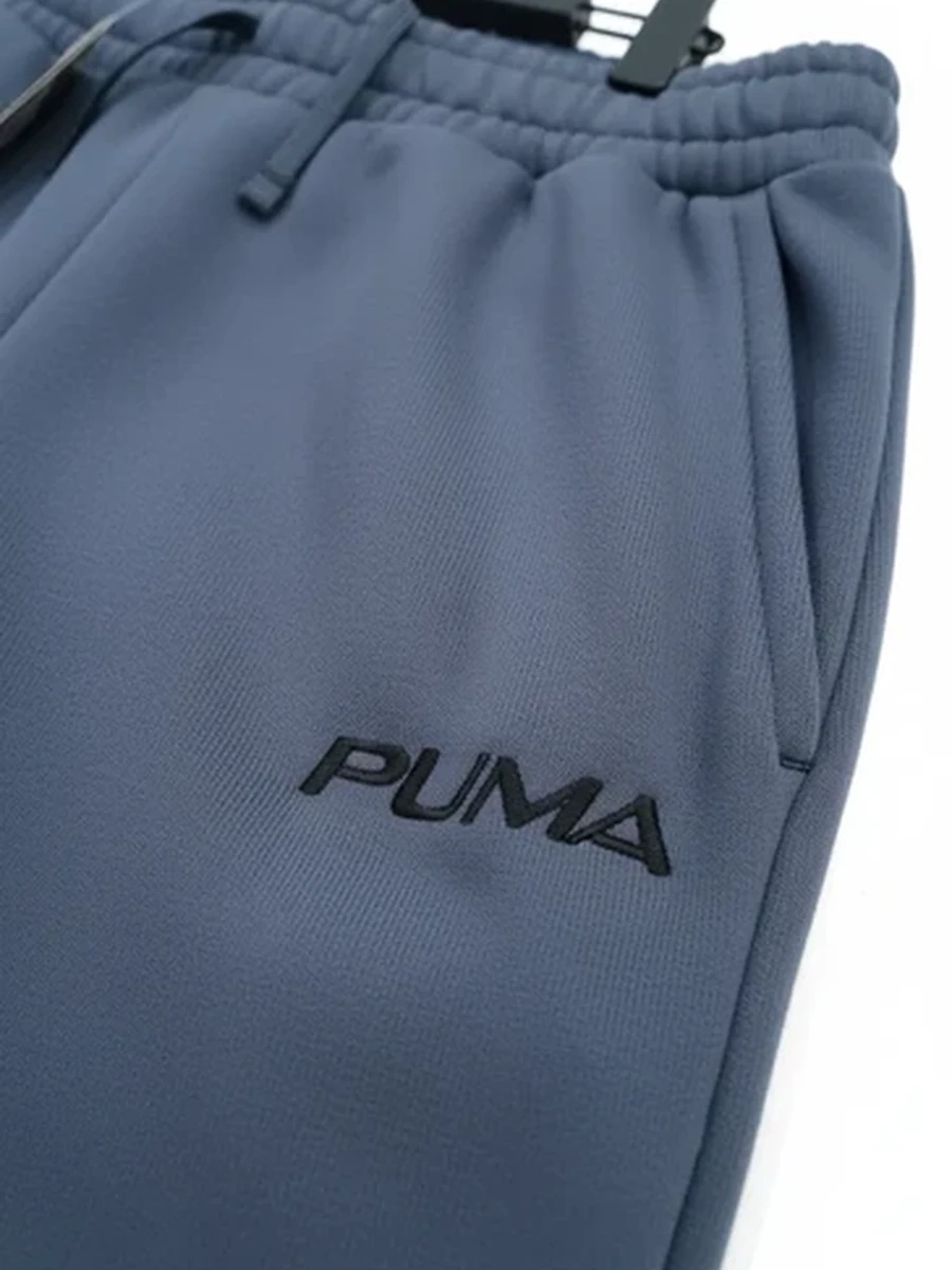 Брюки спортивные мужские Puma джоггеры утепленные темно-серые