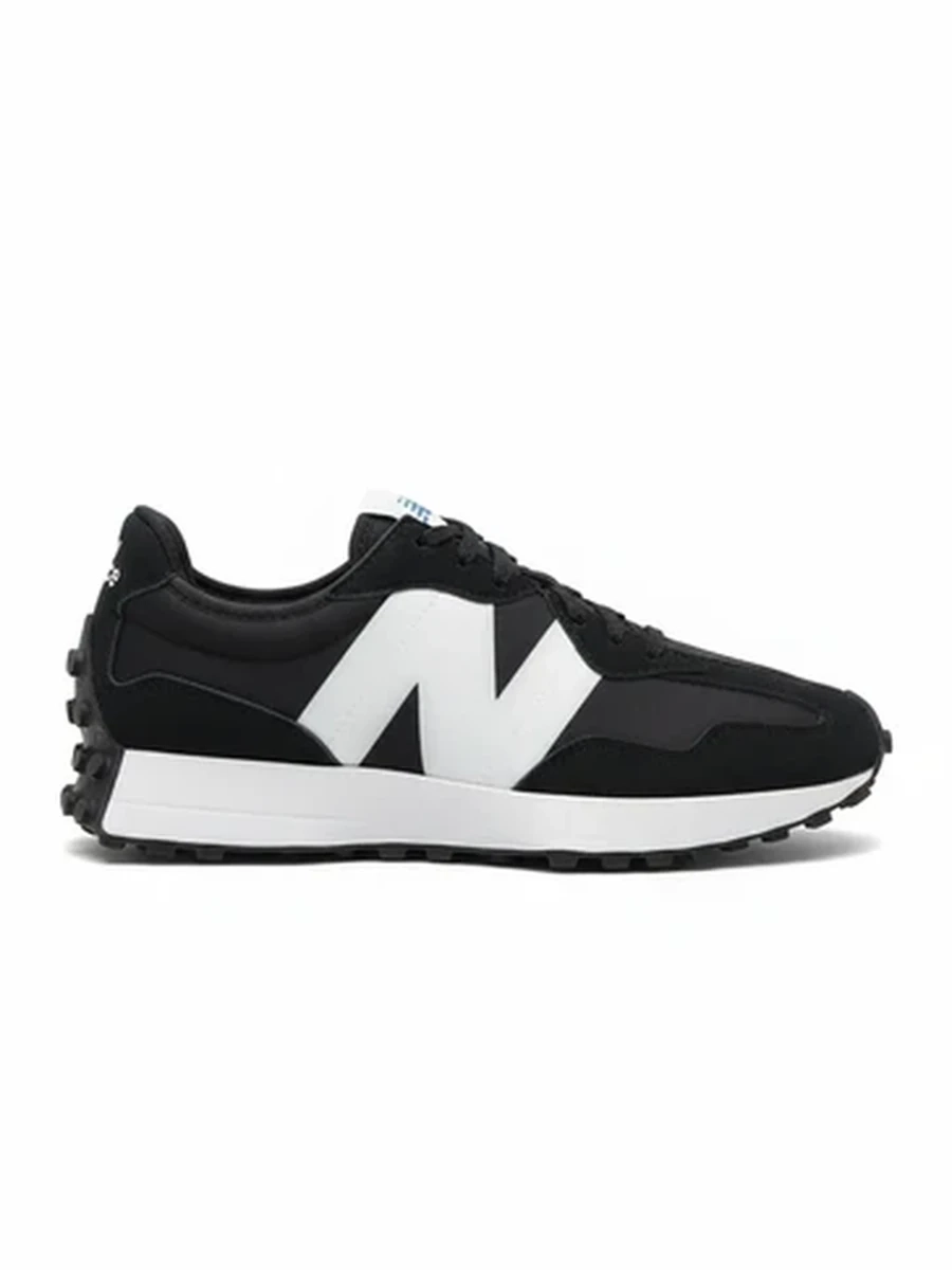 Кроссовки New Balance 327 черно-белые повседневные из замши и текстиля