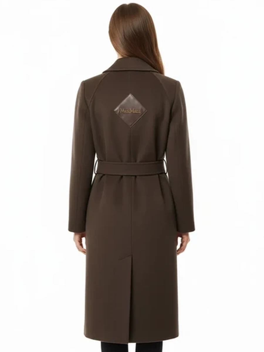 Пальто женское двубортное классическое MaxMara демисезонное с поясом