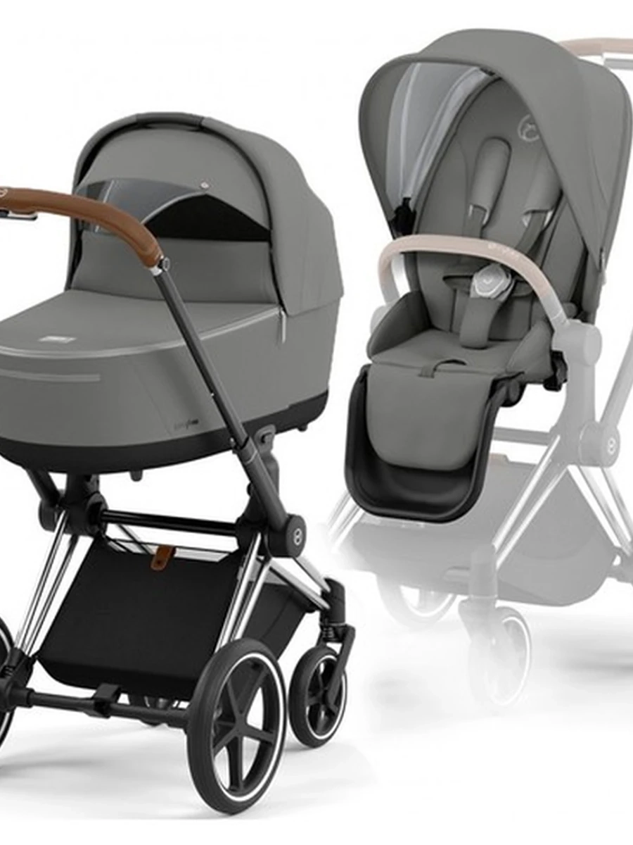 Cybex Priam 4.0 коляска 2 в 1 Mirage Grey шасси Chrome Brown