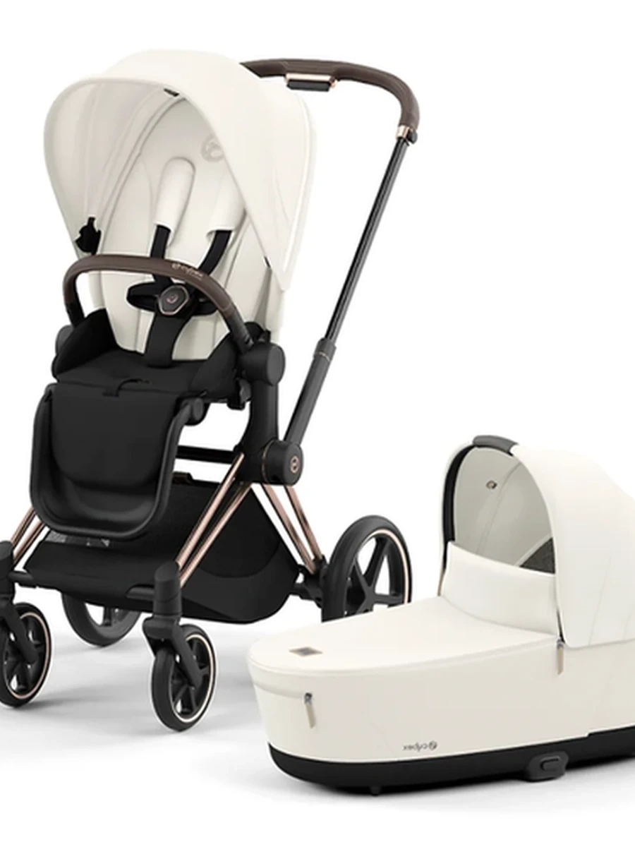 Коляска 2 в 1 Cybex Priam IV шасси Rose Gold, Off White (Белый)
