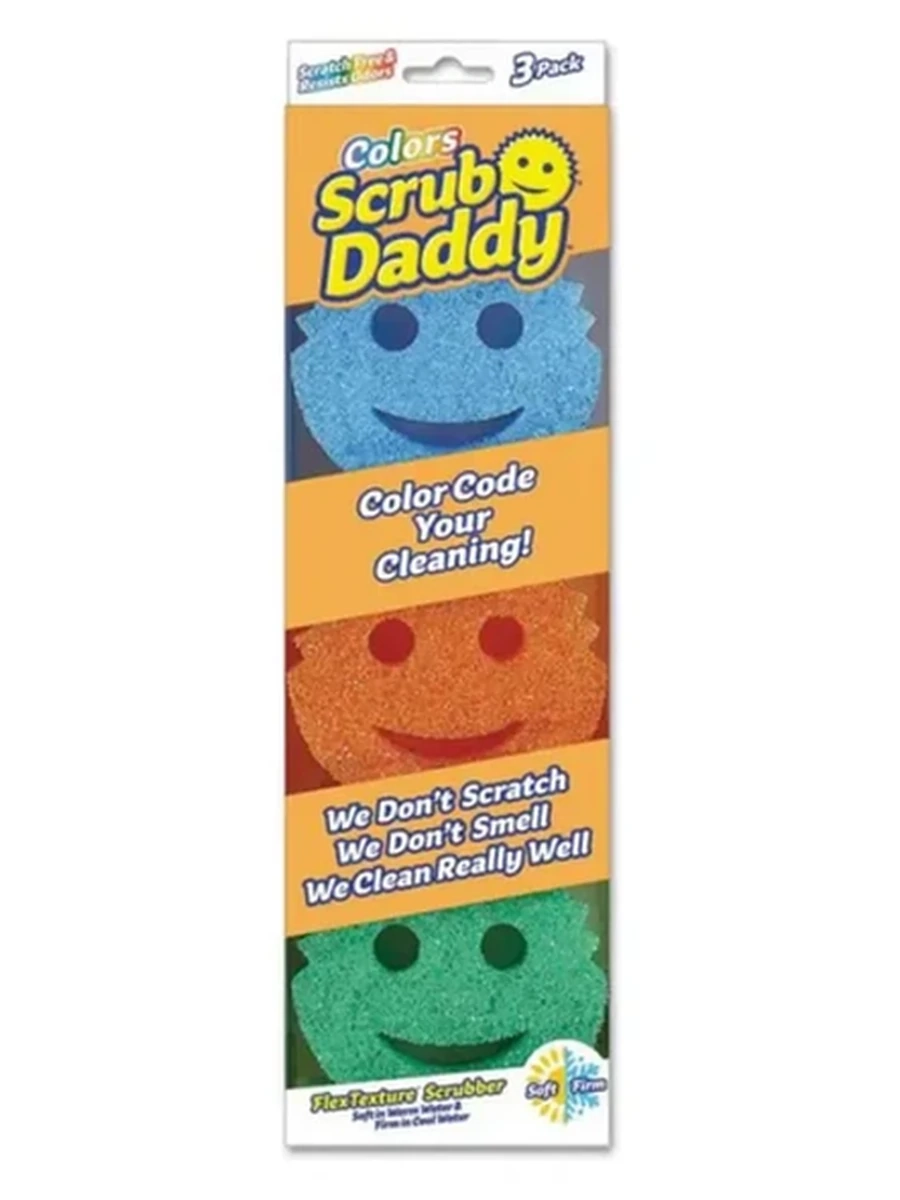 Губка для мытья посуды SCRUB DADDY COLORS 3шт