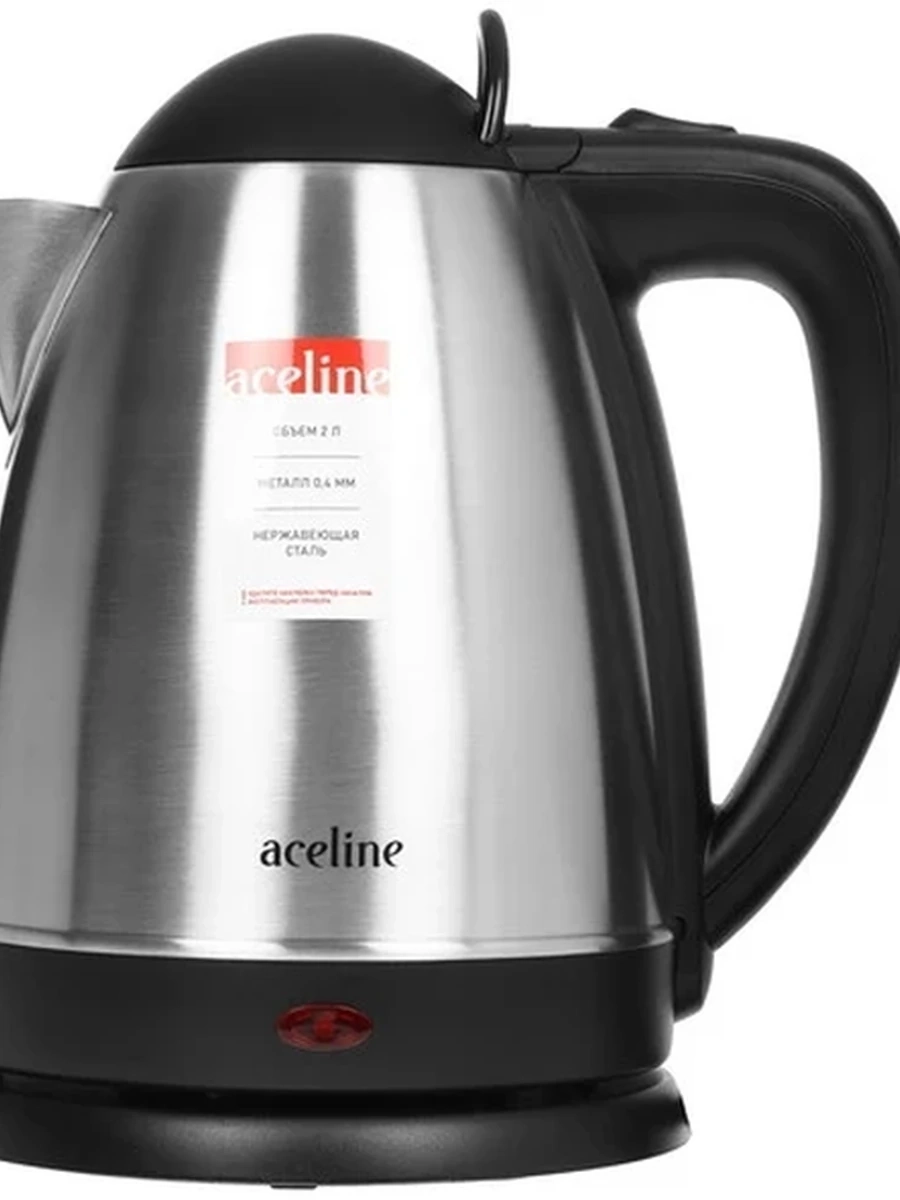 Электрочайник Aceline 318S [Металл, стенки SUS 201 толщина 0.4мм, нагрев.плата SUS 304, 2л, SS крышка] Серебристый
