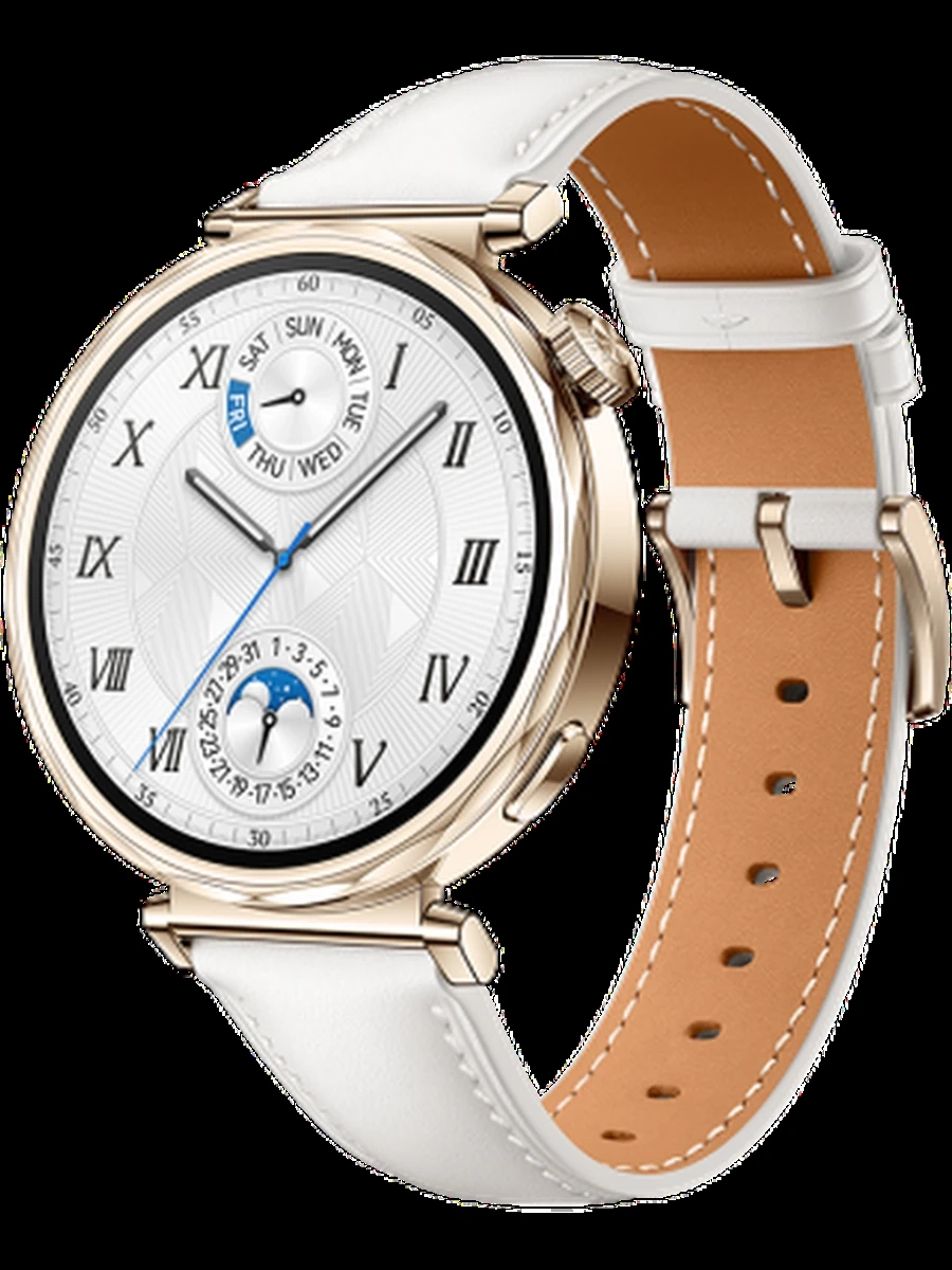 Смарт-часы Huawei WATCH GT 5 41 мм золотистый-белый (кожанный ремешок)