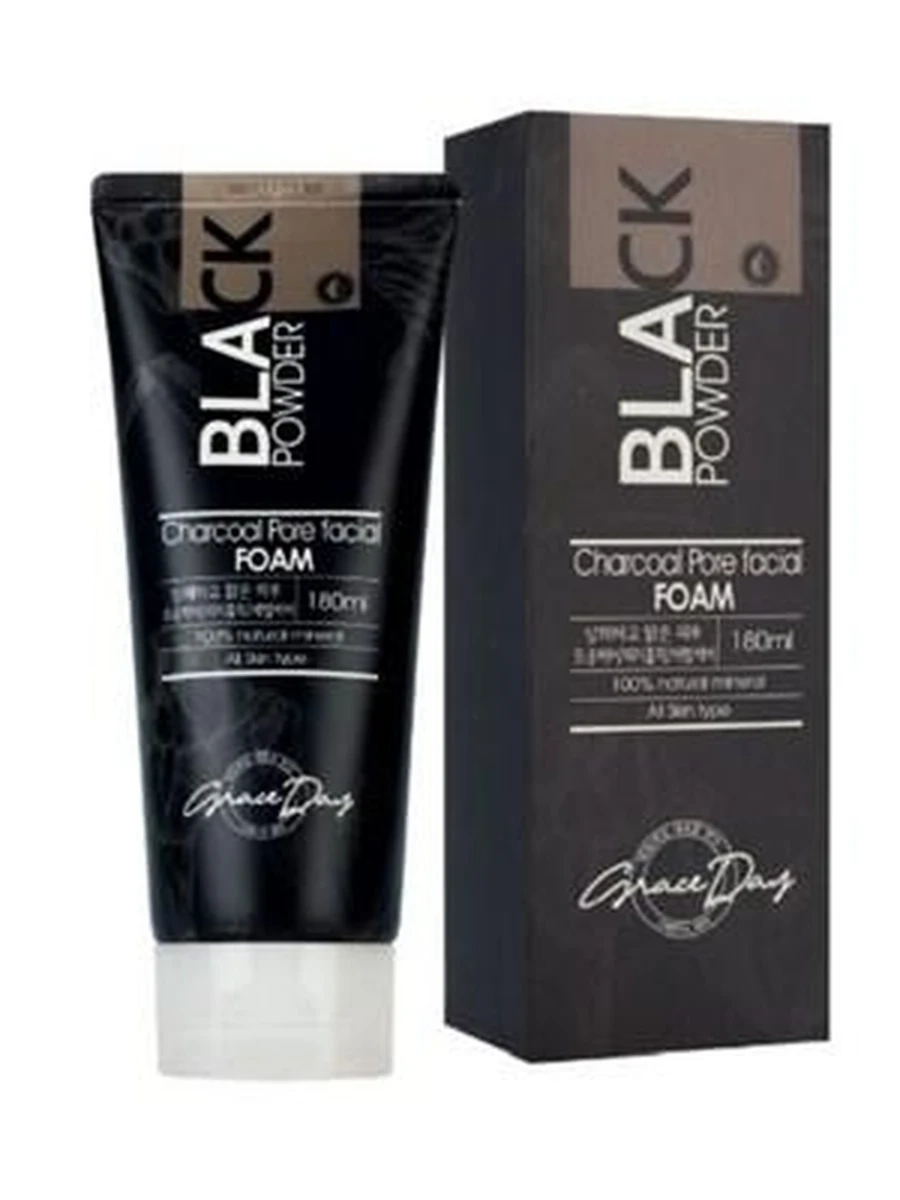 Пенка для умывания с древесным углем Black Powder Charcoal Pore Facial Foam, Grace Day (Грейс дей), 180 мл